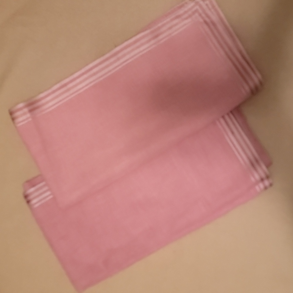 Set of Vintage 2 pink linen tablecloths